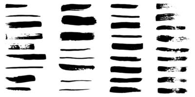 black paint, ink brush stroke, brush, line or texture. Dirty artistic design element, frame or background for text. vector