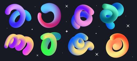 Abstract curve gradient line. Gradient 3d blend stroke. Elements design. Bright motion twisted liquid line shape vector