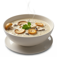 delicioso cremoso seta sopa con perejil adornar png