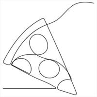 Continuous single line drawing of slice of hot pizza concept world food day vector