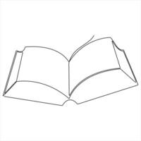 Continuous single line open book art drawing style vector