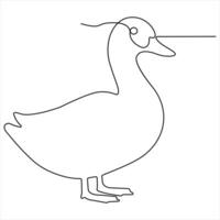 Continuous single line art drawing of pet animal duck concept single line draw style vector