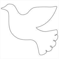 Continuous single line drawing of dove bird vector