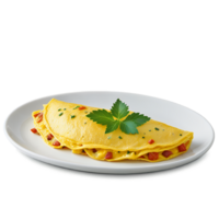 A white plate topped with an omelet png