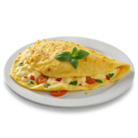 Omelette with tomato, cheese and basil png