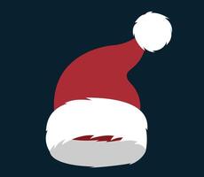 Santa Claus red hat isolated on dark background. Christmas element for design in flat style. vector