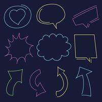 Neon shape art and illustration, Bubble text element set. vector