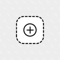 A plus sign icon on a square button vector
