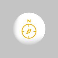 A white button with a yellow compass icon vector