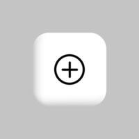 A white button with a plus sign on it vector