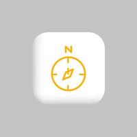 A compass icon on a white square button vector