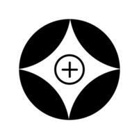 A black and white logo of a cross in a circle vector