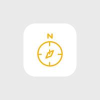 A yellow compass icon on an app icon vector