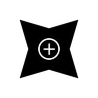 A black and white icon of a star with a plus sign vector