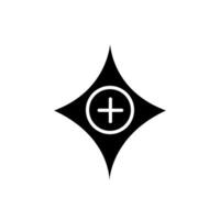 A black and white logo with a cross in the middle vector
