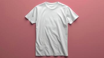 White t - shirt mockup on pink background photo