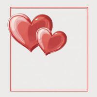 valentine's day card with two hearts on white background photo