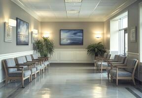 A Modern Waiting Room with Comfortable Seating. photo