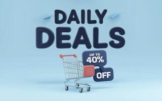 Shopping cart and daily deal text is perfect for advertising limited-time offers, discounts, and promotions for e-commerce website or social media. photo