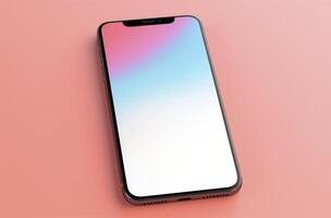 An iphone with a pink and blue background photo