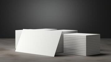 A stack of blank white cards on a table photo