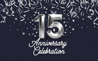 Anniversary silver number 15 with confetti photo
