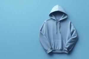A blue hoodie on a blue background. photo