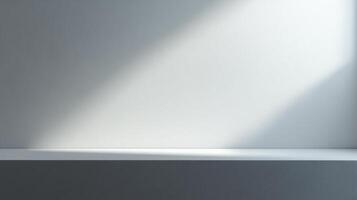White Shelf Against Grey Wall with Sunlight photo