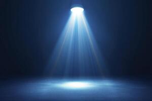 Blue Spotlight Shining On Dark Stage Background photo