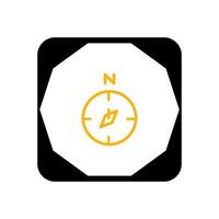 A yellow and black compass icon on a white background vector