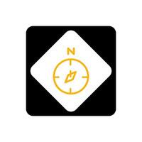 A compass icon on a black and white square vector