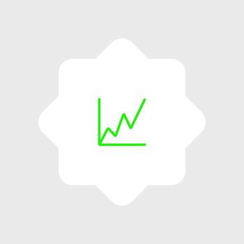 A green icon with a graph line on it vector