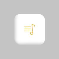 A white button with a music note icon vector