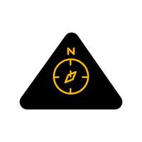 A compass icon on a black triangle vector
