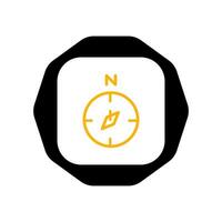 A black and yellow compass icon on a white background vector