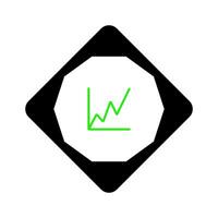 A black and green icon of a graph vector