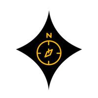A black and yellow compass with a star on it vector