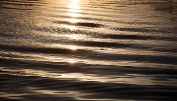 Serene image of sunlight reflecting on gentle water ripples, creating a peaceful and warm ambiance with golden tones. photo