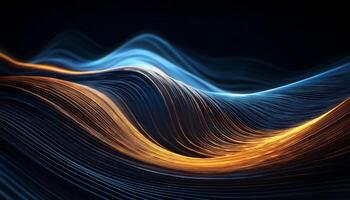 Dynamic abstract design featuring flowing blue and orange light waves, creating a vibrant, fluid, and futuristic visual effect. photo