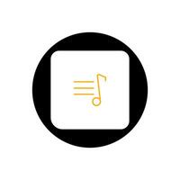 A black and white icon with a note on it vector
