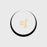 A music note icon in a circle on a gray background vector