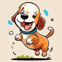 Cartoon dog running with a collar on vector