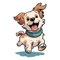 A cartoon dog running with a blue scarf on vector