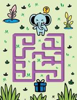An elephant is in a maze with a question mark vector