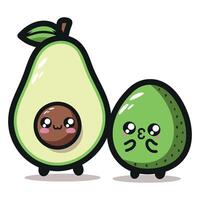 Two avocado characters with faces and eyes vector