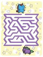 A purple unicorn and unicorn are in a maze vector