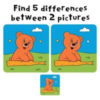 Find 5 differences between two pictures vector