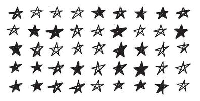 Stars set on white. Hand drawn doodle illustrations vector