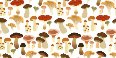 fall seamless pattern with mushrooms on white background vector