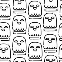 cute ghost seamless halloween pattern in lines vector